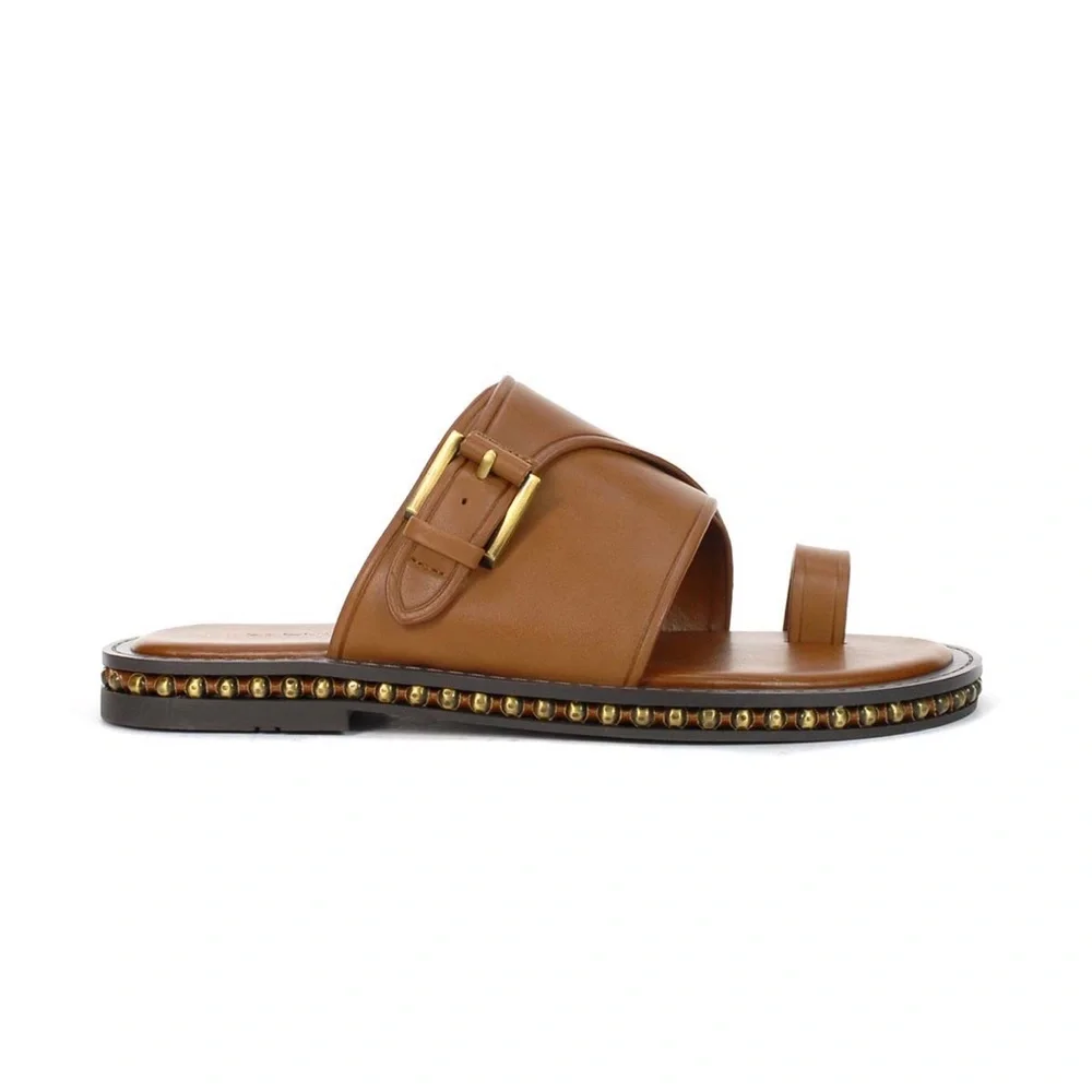 Vince Camuto Cooliann Toe-loop Slide Sandals with Buckle Detail